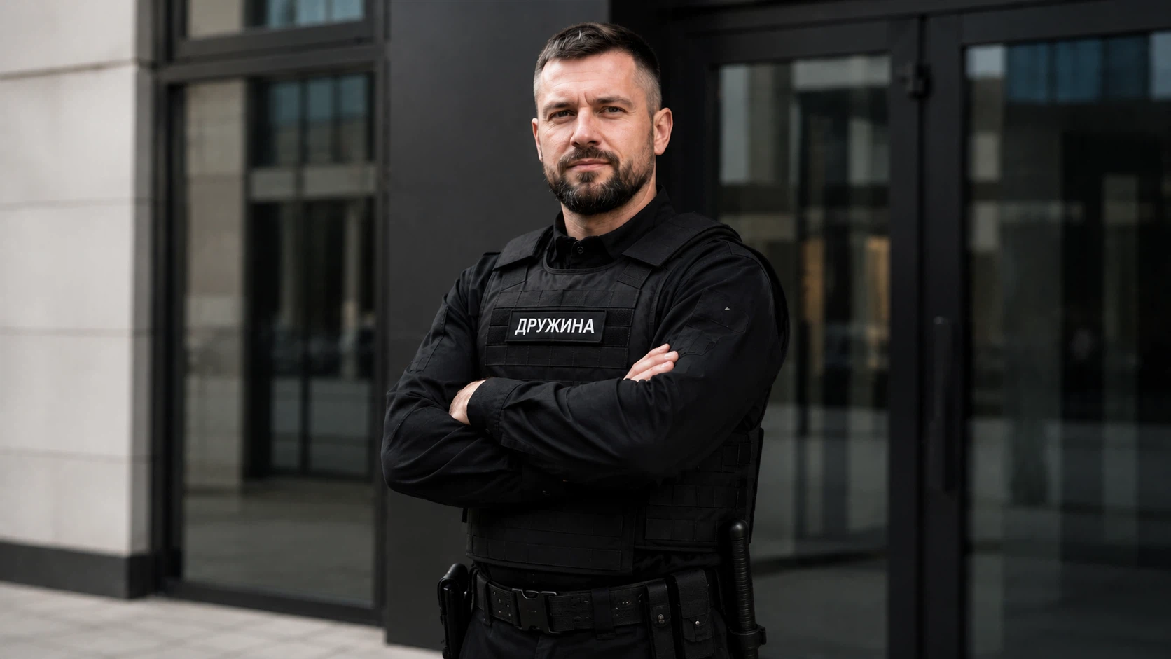 Специалист службы безопасности перед мониторами